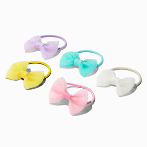 Claire&#39;s Club Pastel Glitter Bow Hair Ties - 10 Pack,