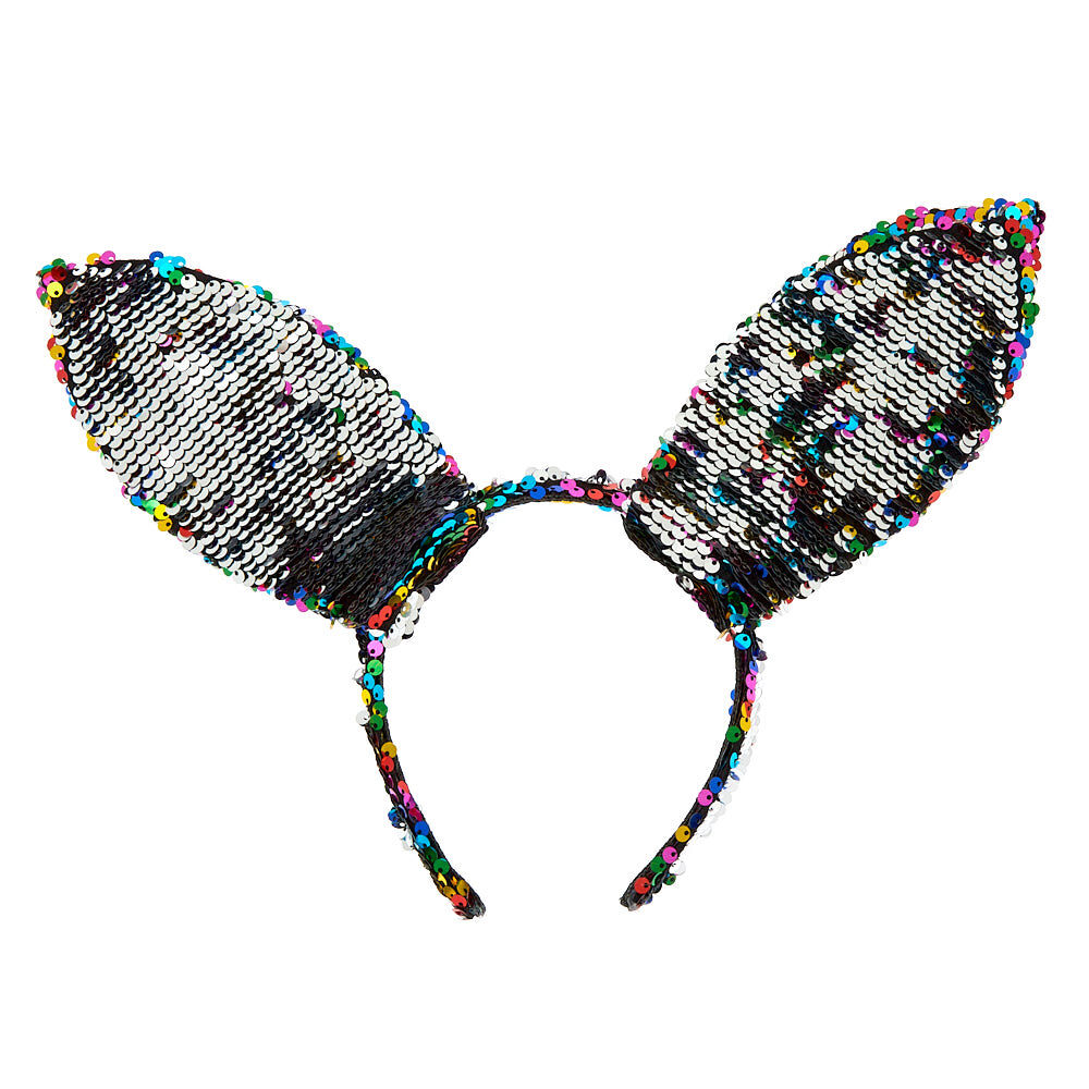 Rainbow Sequin Bunny Ears Headband,