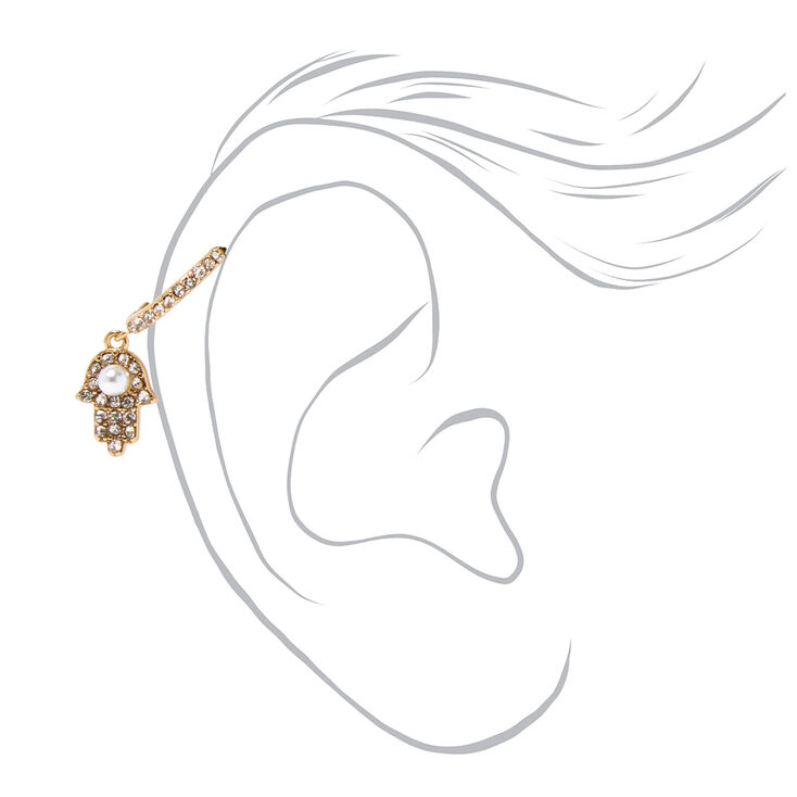 Gold 20G Hamsa Crystal Cartilage Clicker Earring,