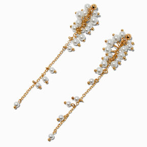 Gold-tone Pearl Cluster Drop Earrings,