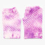 Gants en r&eacute;sille motif tie-dye violet et blanc,