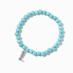 Bracelet &eacute;lastique botte de cowboy perl&eacute; couleur turquoise,