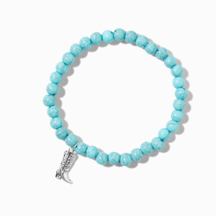 Turquoise Beaded Cowboy Boot Stretch Bracelet,