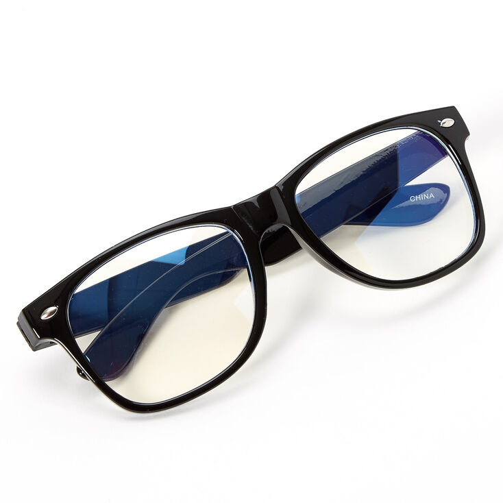 Solar Blue Light Reducing Retro Clear Lens Frames - Black