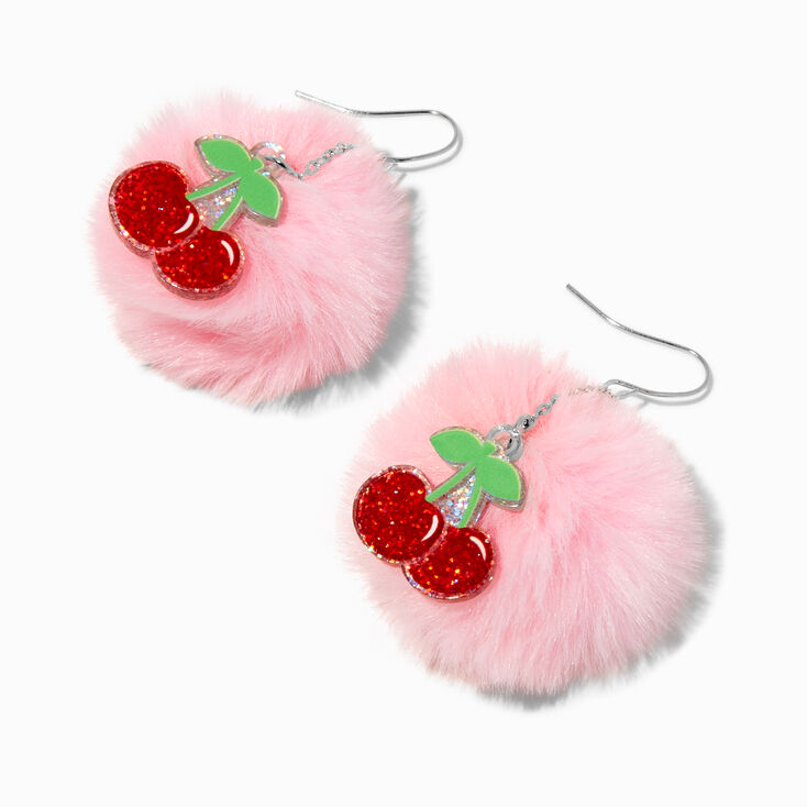 Pendantes 5&nbsp;cm avec pompons cerise,