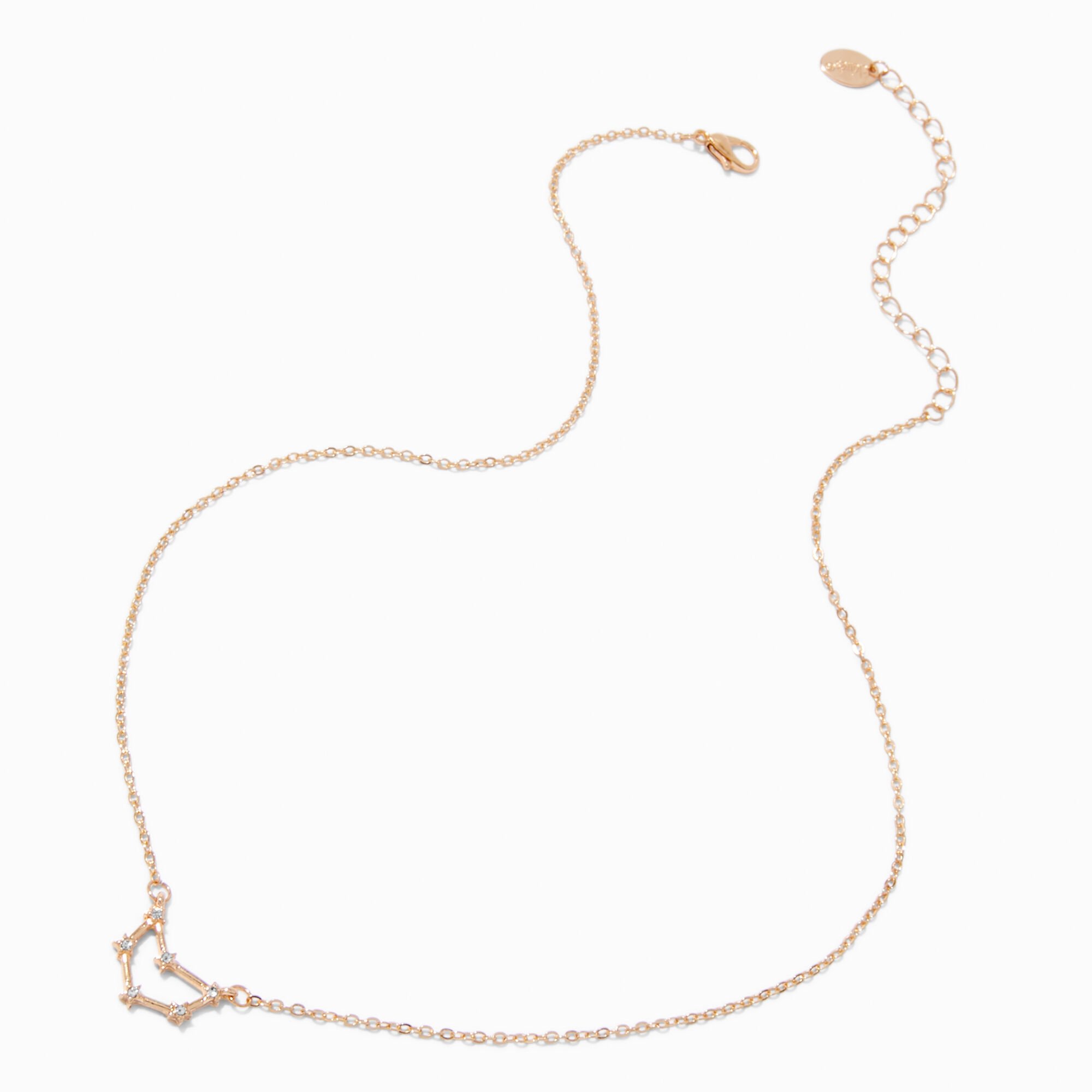 Gold-tone Zodiac Constellation Pendant Necklace - Capricorn,