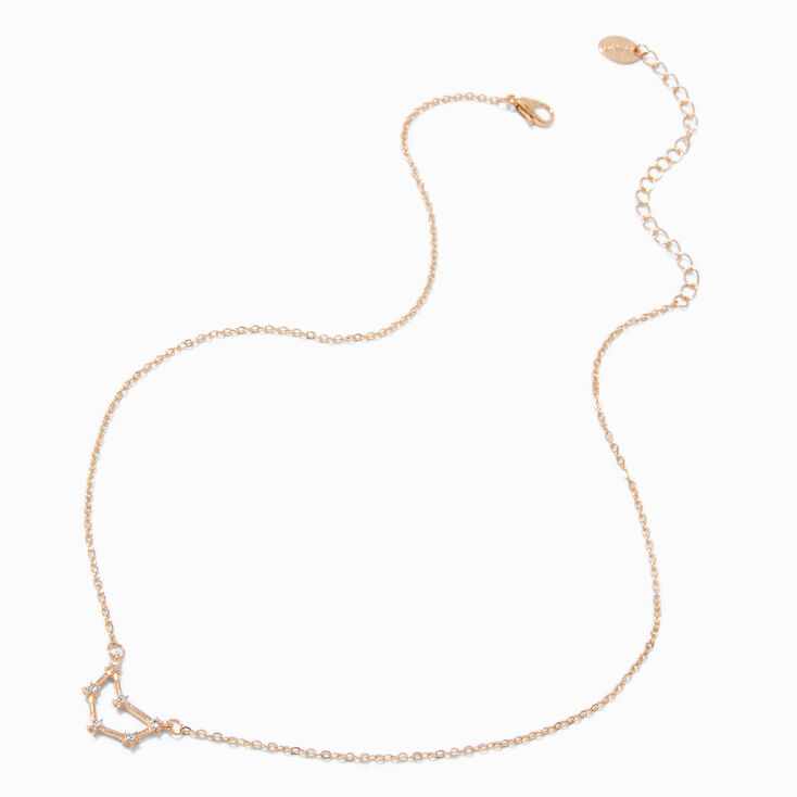 Gold-tone Zodiac Constellation Pendant Necklace - Capricorn,