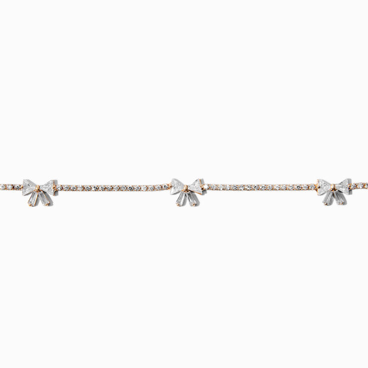Crystal Bow Cubic Zirconia Gold-tone Choker Necklace,