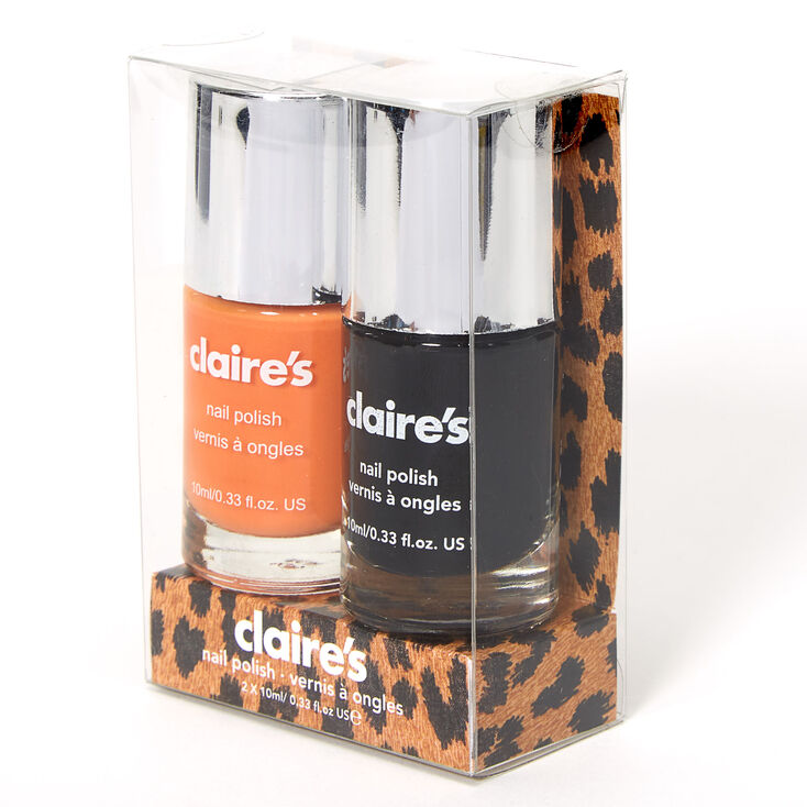 Solid Nail Polish Set - Black/Orange, 2 Pack,