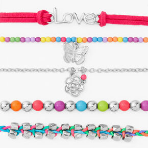 Bracelets arc-en-ciel fluo - Lot de 5,