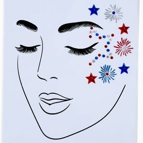 Red, White, &amp; Blue Stars and Fireworks Face Stickers,