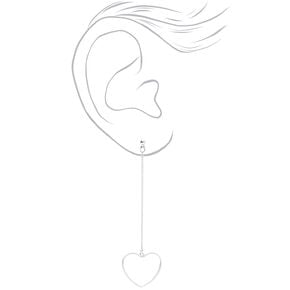 Silver-tone 3&quot; Open Heart Linear Drop Earrings,