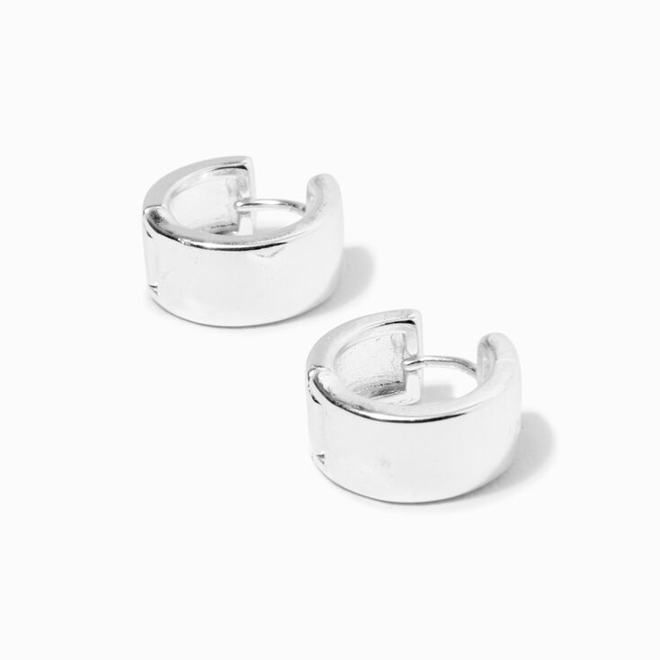Silver 15MM Wide Clicker Hoop Earrings,
