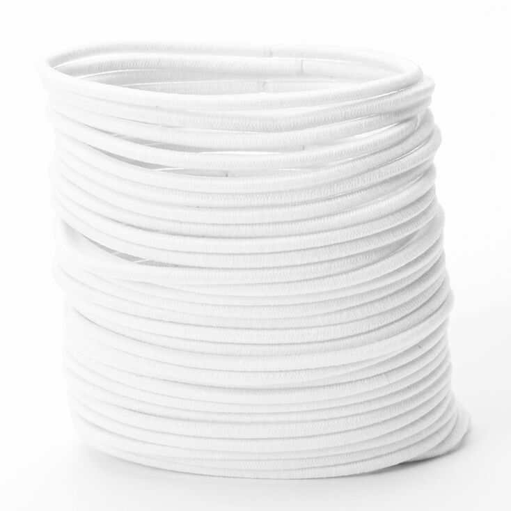 Luxe Elastic Hair Ties White, 30 Pack Claire's