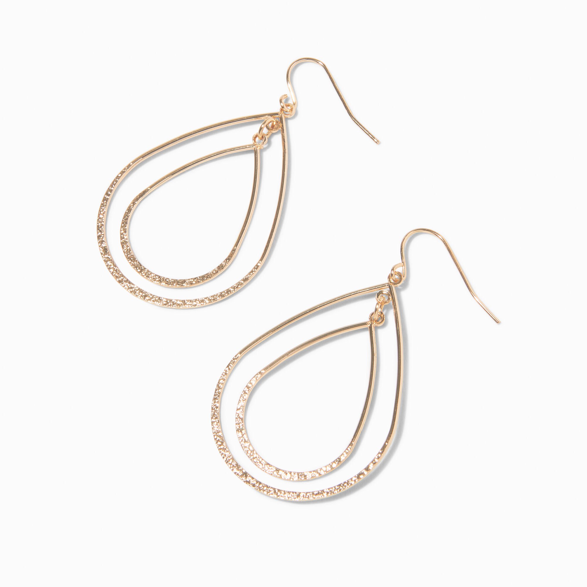 View Claires 15 Double Teardrop Drop Earrings Gold information