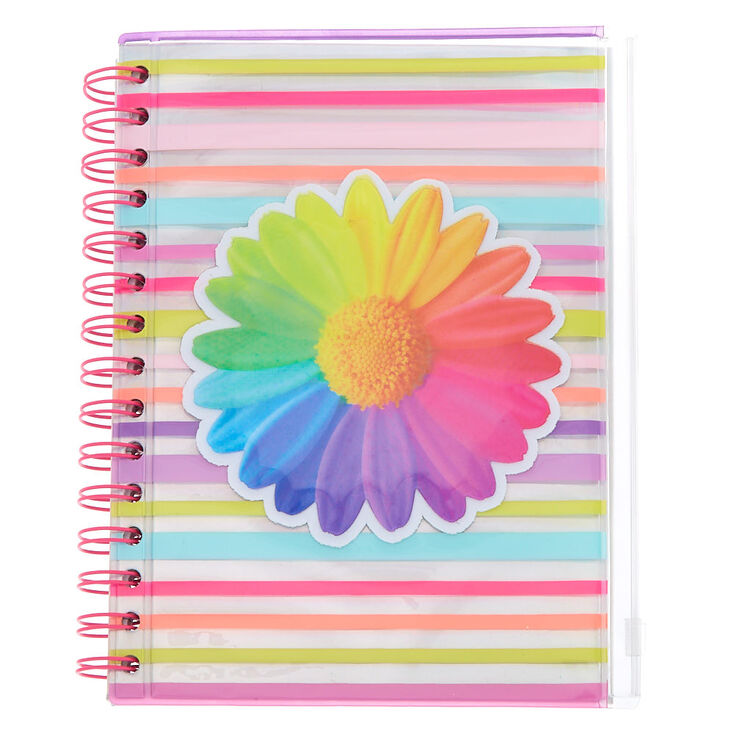 Rainbow Striped Daisy Pencil Case Journal Set,