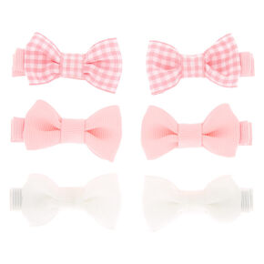 Claire&#39;s Club Gingham Hair Bow Clips - Pink, 6 Pack,