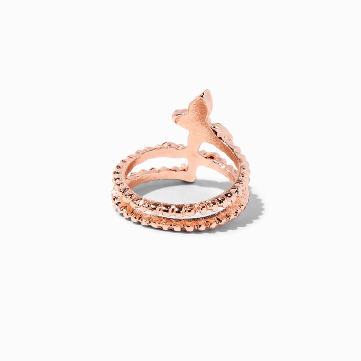 Rose Gold-tone Crystal Butterfly Midi Ring,