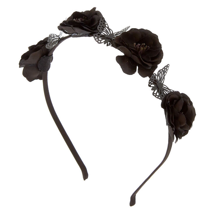 Claire's Serre-tête papillon floral noir