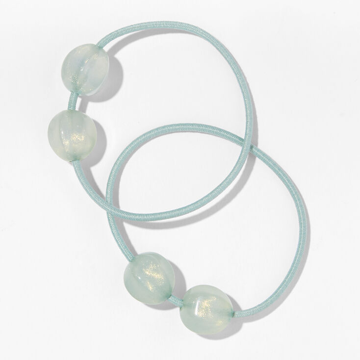 Frosted Mint Green Beaded Hair Ties - 2 Pack,