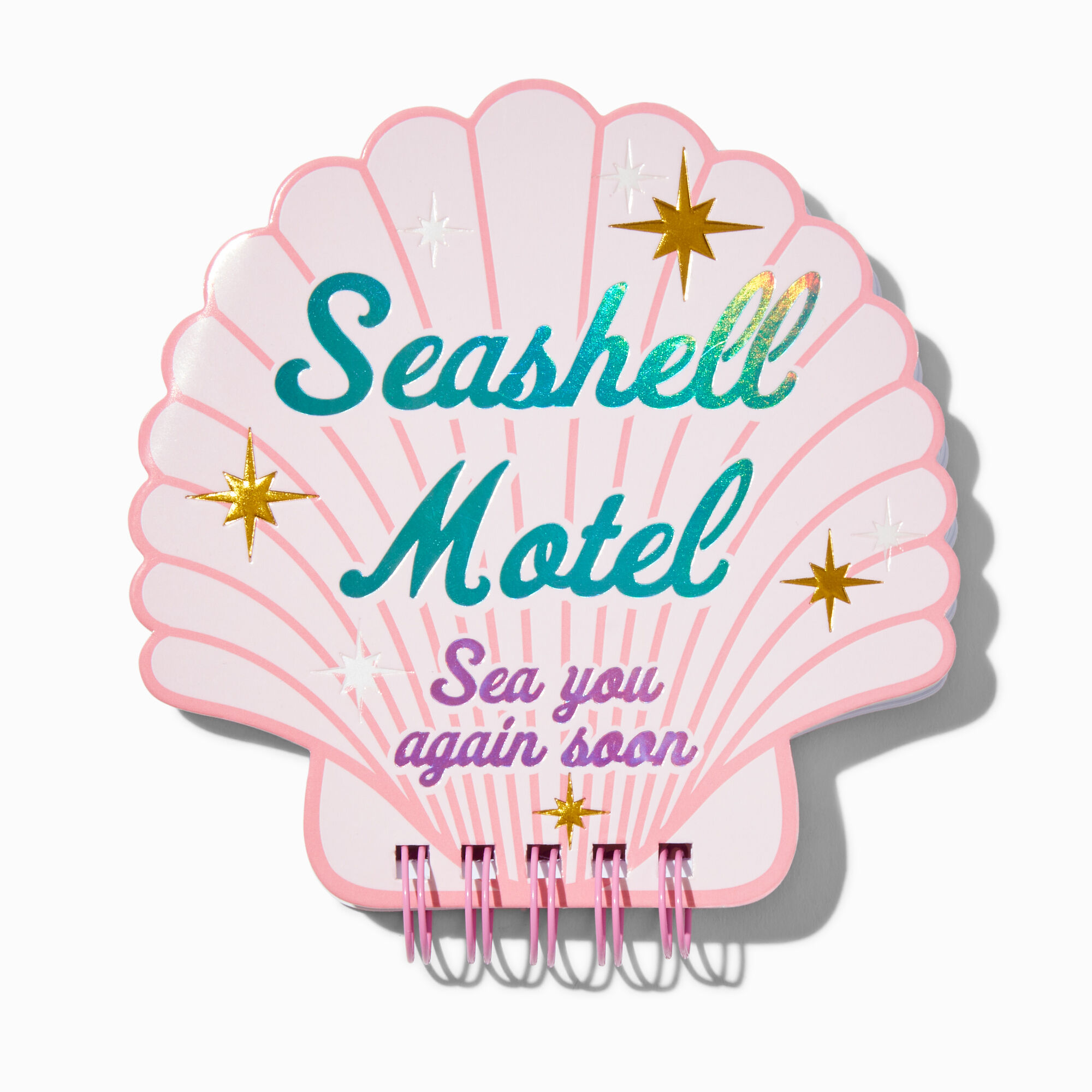 View Claires Seashell Mini Spiral Notebook information