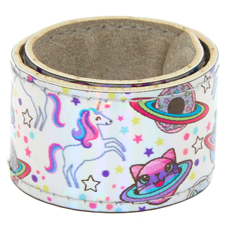 Holographic Astro Animal Slap Bracelet - Silver | Claire's