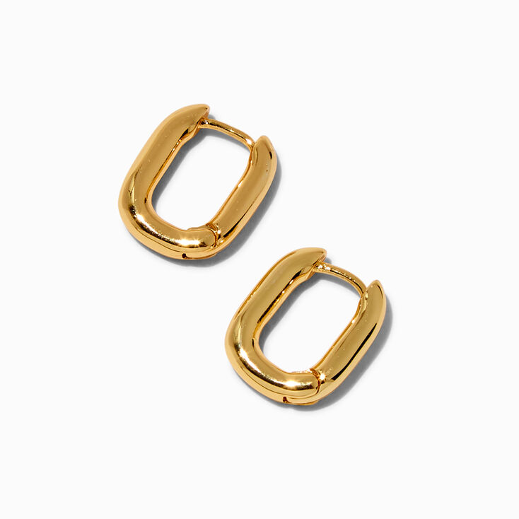 C LUXE by Claire&#39;s 18kt Gold Plated Oval Clicker Hoop Earrings,