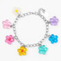 Silver Flower Charm Bracelet- Rainbow,