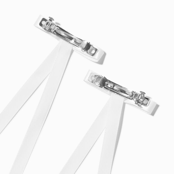 White Mini Hair Bow Clips - 2 Pack ,
