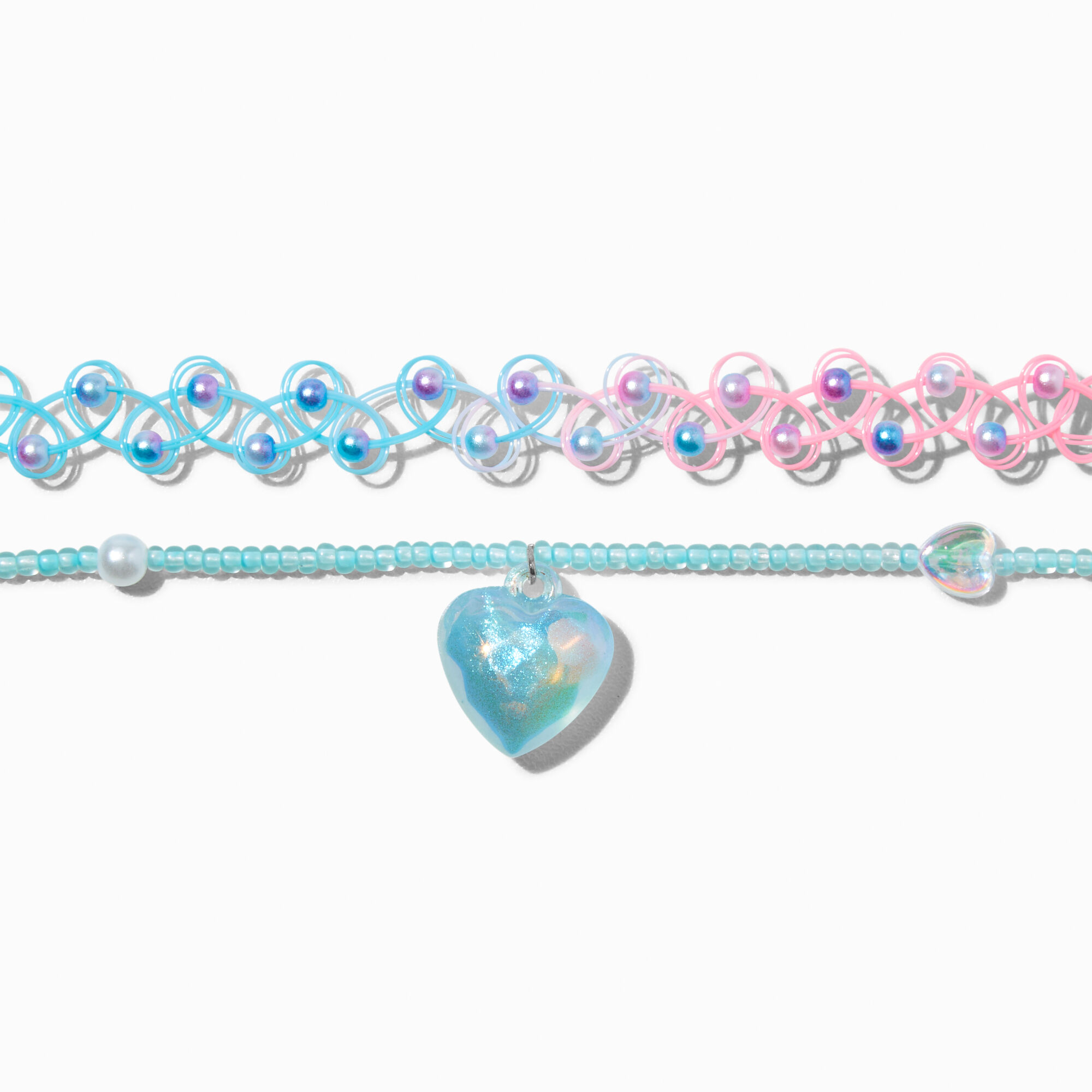View Claires Iridescent Heart Tattoo Choker Necklace Set 2 Pack information