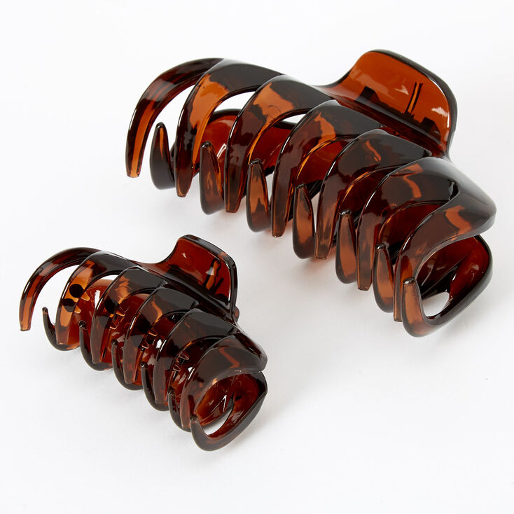 Claire's Pinces à cheveux à pics et couleur unie - Marron, lot de 2