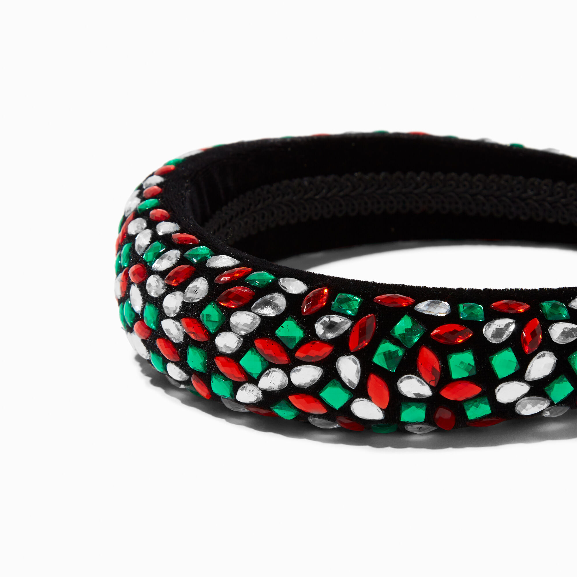 Serre-tête en imitation velours noir strass Noël,