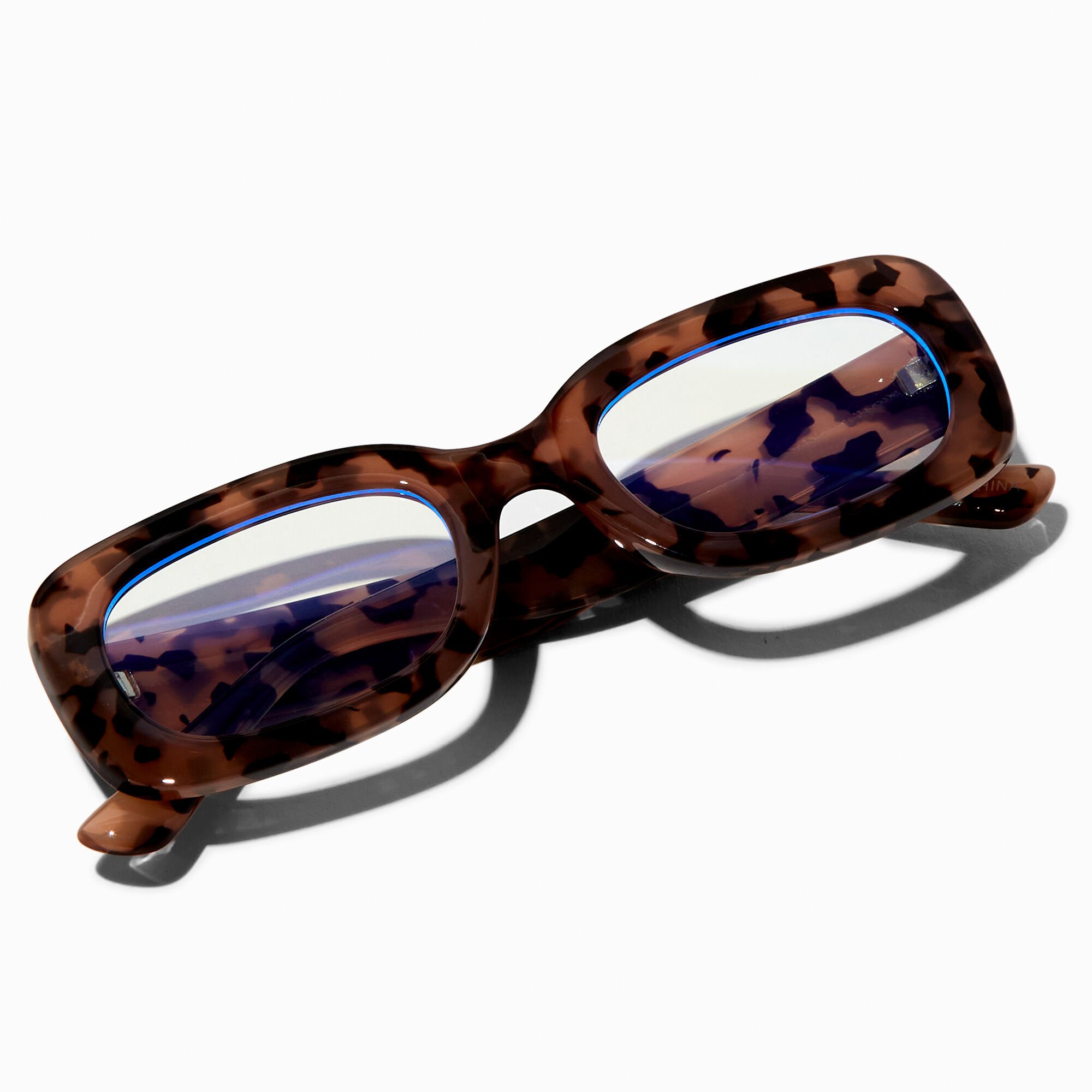 Solar Blue Light Reducing Tortoiseshell Rectangular Clear Lens Frames,