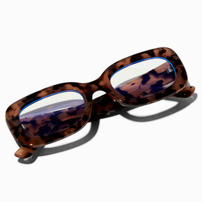 Solar Blue Light Reducing Tortoiseshell Rectangular Clear Lens Frames,