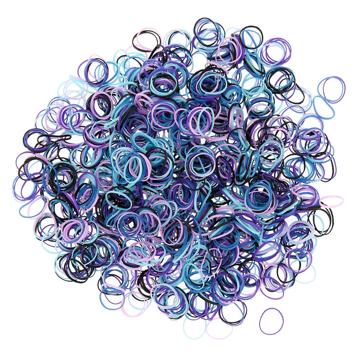 Lot de 1000 mini &eacute;lastiques &agrave; cheveux violets motif espace et galaxie,