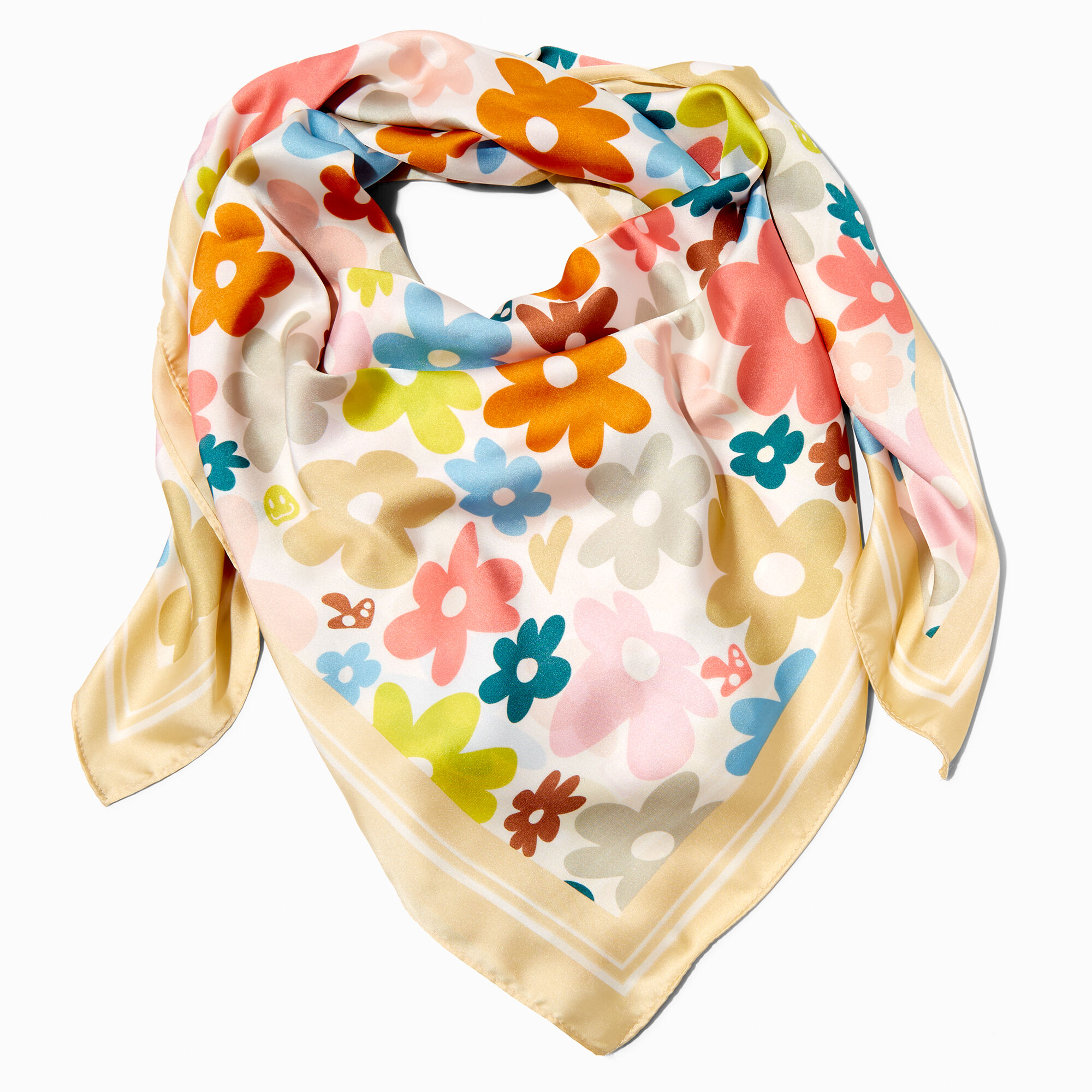View Claires Retro Floral Square Scarf information