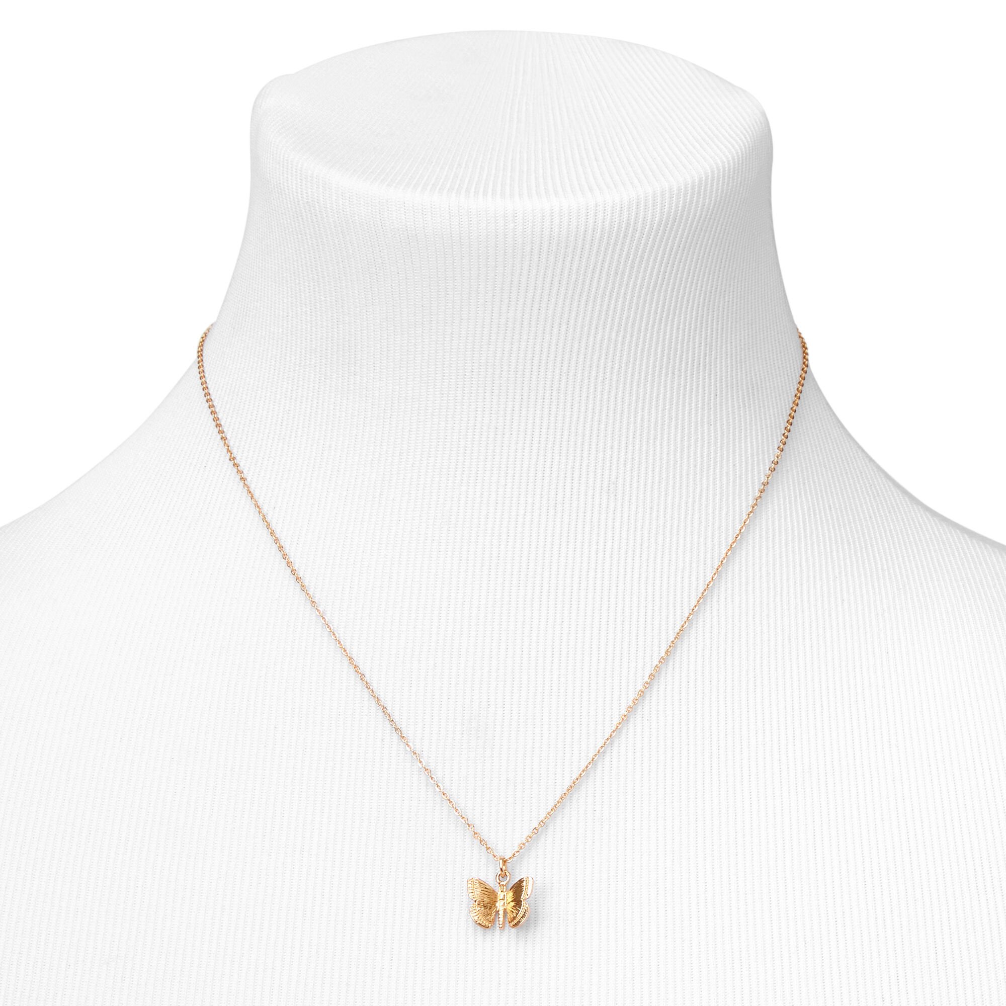Gold-tone 3D Butterfly Pendant Necklace,