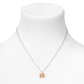 Gold-tone 3D Butterfly Pendant Necklace,