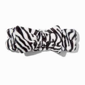Zebra Furry Makeup Bow Headwrap,