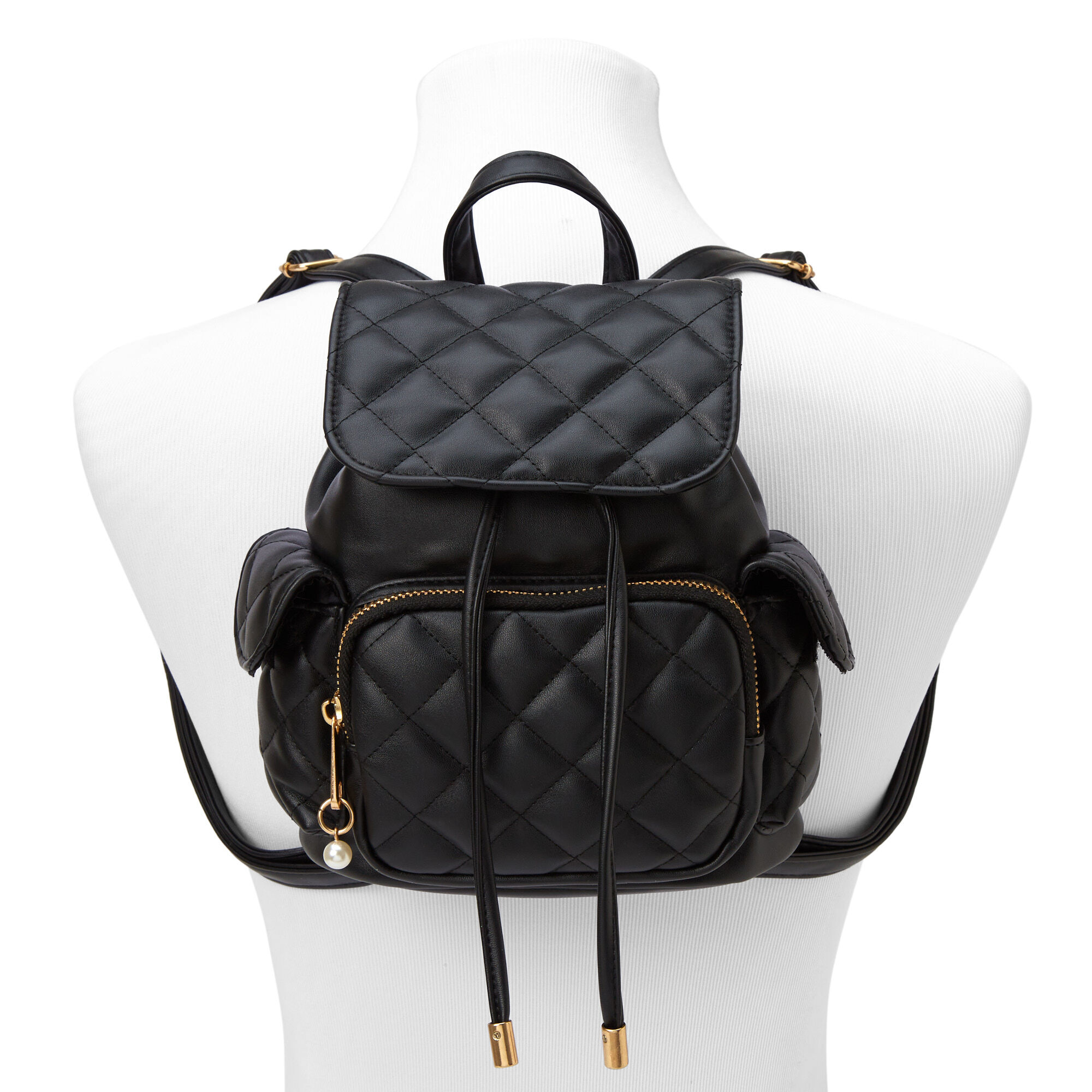 Quilted Mini Flap Backpack Black Claire s US