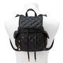 Black Quilted Flap Backpack,