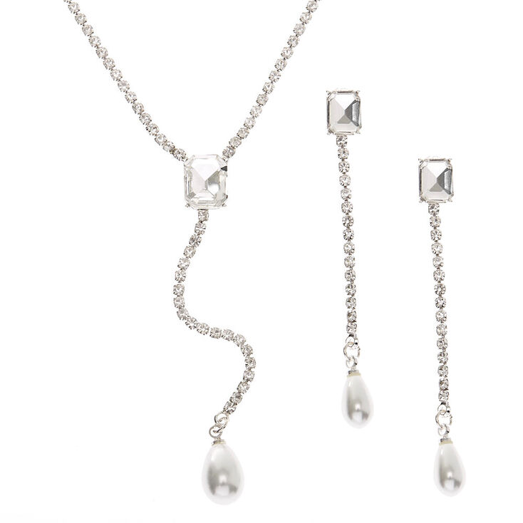Silver Rhinestone Y-Neck Jewellery Set - 2 Pack,