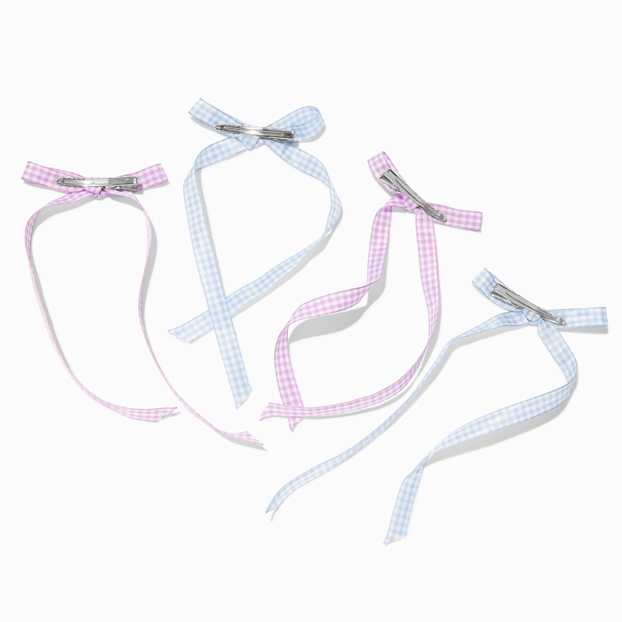 Claire's Club Pastel Gingham Hair Bow Clips - 4 Pack