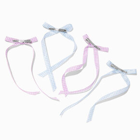 Claire&#39;s Club Pastel Gingham Hair Bow Clips - 4 Pack,