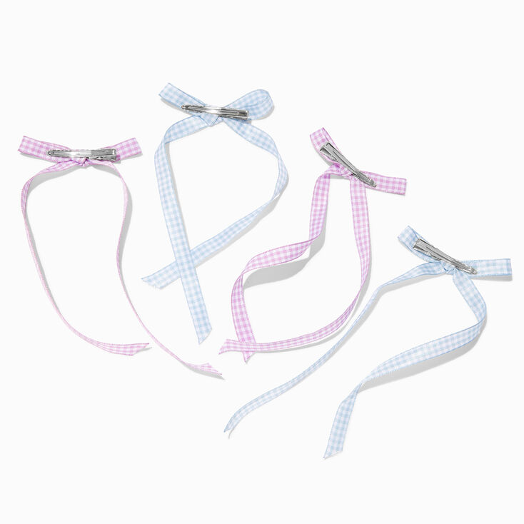 Barrettes &agrave; n&oelig;ud vichy pastel Claire&#39;s Club - Lot de 4,