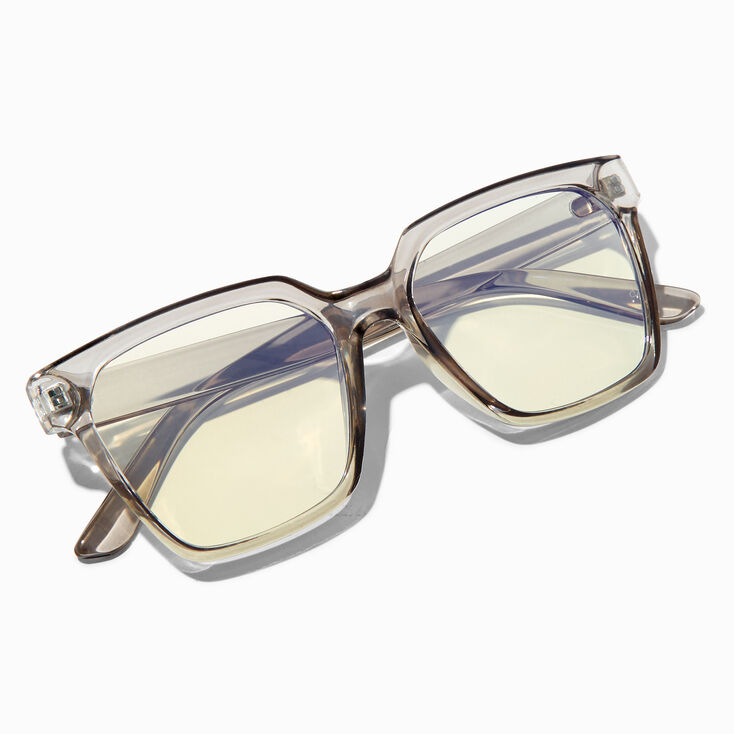 Solar Blue Light Reducing Square Clear Lens Frames - Translucent Gray,