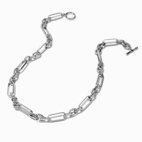 Silver-tone Chunky Figaro Toggle Chainlink Necklace,