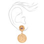 Gold 1.5&quot; Evil Eye Coin Drop Earrings - Purple,