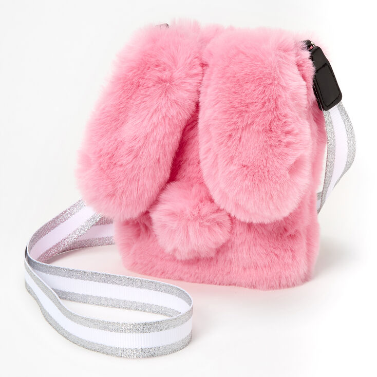 Furry Bunny Rabbit Crossbody Bag - Pink | Claire's