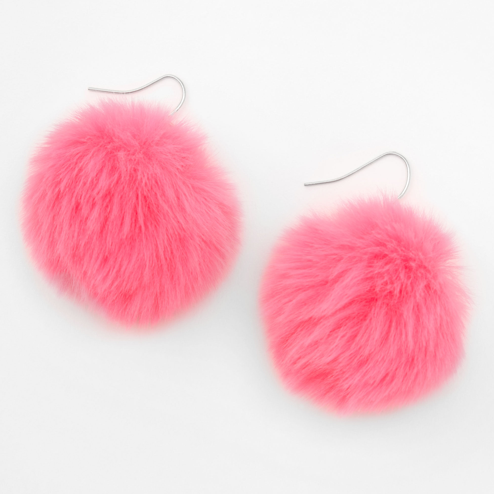 Pink fluffy hot sale earrings